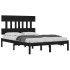 Estructura de cama de madera maciza negra 140x190