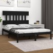 Estructura de cama madera maciza negro Supe King 180x200 cm