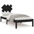 Estructura cama madera maciza individual negro 75x190