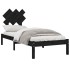 Estructura cama madera maciza individual negro 75x190