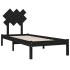 Estructura cama madera maciza individual negro 75x190