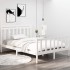 Estructura de cama doble pequeña madera maciza blanca