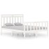 Estructura de cama doble pequeña madera maciza blanca