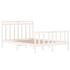 Estructura de cama doble pequeña madera maciza blanca