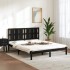 Estructura de cama madera maciza negra King Size 150x200