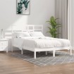 Estructura de cama doble pequeña madera maciza blanca 120x190cm