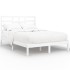 Estructura de cama doble pequeña madera maciza blanca