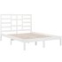 Estructura de cama doble pequeña madera maciza blanca