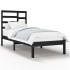 Estructura de cama individual madera maciza negra 90x190