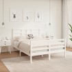 Estructura de cama de madera maciza blanca 135x190 cm