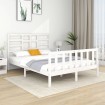 Estructura de cama de madera maciza blanca 140x190 cm