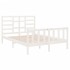 Estructura de cama de madera maciza blanca 140x190