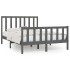 Estructura de cama madera maciza gris King Size 150x200