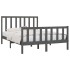 Estructura de cama madera maciza gris King Size 150x200