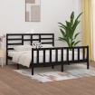 Estructura de cama madera maciza negro Supe King 180x200 cm