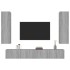 Set de muebles para TV 4 pzas madera contrachapada gris