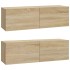 Set de muebles para TV 3 pzas madera contrachapada roble