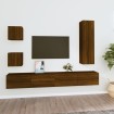 Set de muebles para TV 5 pzas madera contrachapada roble marrón