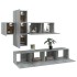 Set de muebles para TV 7 pzas madera contrachapada gris