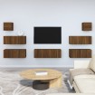 Set de muebles para TV 7 pzas madera contrachapada roble marrón