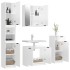 Set muebles de baño 4 piezas madera contrachapada blanco