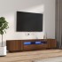 Set muebles TV con LED 2 pzas madera contrachapada roble