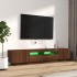 Set muebles TV con LED 2 pzas madera contrachapada roble