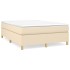 Estructura de cama box spring tela color crema 140x200