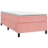 Estructura de cama box spring terciopelo rosa 90x200