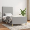 Estructura de cama con cabecero de tela gris claro 80x200 cm