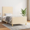 Estructura de cama con cabecero de tela color crema 90x200 cm