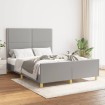 Estructura de cama con cabecero de tela gris claro 140x190 cm