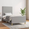 Estructura de cama con cabecero de tela gris claro 80x200 cm