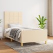 Estructura de cama con cabecero de tela color crema 90x190 cm