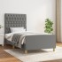 Estructura de cama con cabecero de tela gris oscuro 90x190