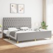 Estructura de cama con cabecero de tela gris claro 200x200 cm