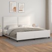 Estructura de cama cabecero cuero sintético blanco 200x200 cm