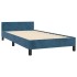 Estructura cama con cabecero terciopelo azul oscuro 100x200