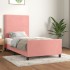 Estructura de cama con cabecero de terciopelo rosa 90x200