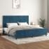 Estructura cama con cabecero terciopelo azul oscuro 200x200