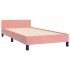 Estructura de cama con cabecero de terciopelo rosa 80x200