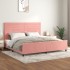 Estructura de cama con cabecero de terciopelo rosa 200x200