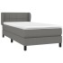 Cama box spring con colchón tela gris oscuro 80x200