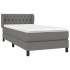 Cama box spring con colchón tela gris oscuro 90x200