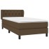 Cama box spring con colchón tela marrón oscuro 80x200