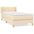 Cama box spring con colchón tela color crema 90x200