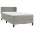 Cama box spring con colchón terciopelo gris claro 80x200