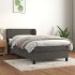 Cama box spring con colchón terciopelo gris oscuro 90x200