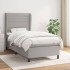 Cama box spring con colchón tela gris claro 90x190