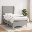 Cama box spring con colchón tela gris claro 80x200 cm